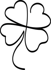 Minimalist Four-Leaf Clover Sticker Illustration for St. Patrick’s Day and Luck-Themed Designs