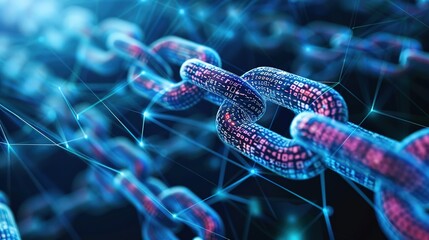 Abstract data & blockchain link: a visual masterpiece depicting the intricate dance of digital networks & cryptographic connections in a secure, decentralized technological landscape