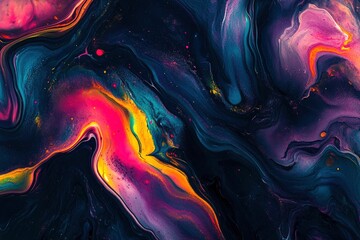 Colorful abstract liquid glass background. wallpaper neon. Fluid painting abstract texture. Intensive colorful mix of acrylic neon colors, ai