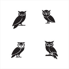 Fototapeta premium Face black looking owl bird design art illuastration.