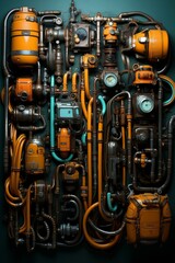 Futuristic Industrial Machine Design with Pipes and Tubes