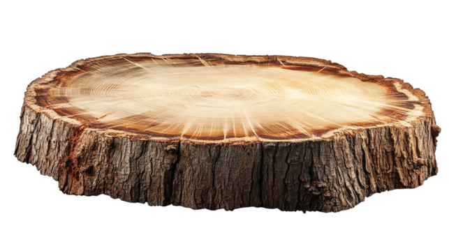 Wood slice cross section set of tree trunk flying isolate on Transparency Background