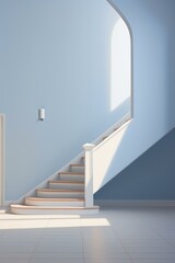 Obraz premium Modern Staircase Design with Sunlight Streaming Through Arch Window