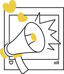 Lineart Concept Vector Illustration of Megaphone Social Media Post