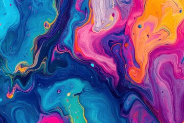 Colorful abstract liquid glass background. wallpaper neon. Fluid painting abstract texture. Intensive colorful mix of acrylic neon colors, ai