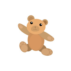 Brown teddy bear baby toy Vector illustration isolated on transparent background.PNG format
