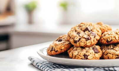 batch of homemade oatmeal cookies exudes warmth and comfort, Generative AI