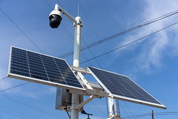 solar power panel and cctv on pole