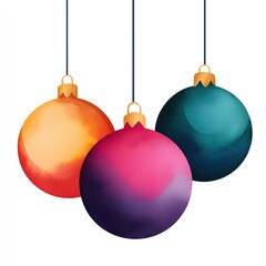 Watercolor clip art of vibrant indoor holiday decorations, isolated on white, with gradient shading, festive and joyful illustration