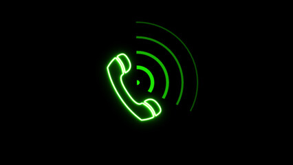 Dial calling icon concept and radio wave background. Green voice ring signal and radio wave icon