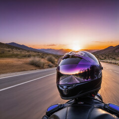 Fototapeta premium a-high-definition-double-exposure-3d-image-depicting-a-close-up-of-a-motorcycle-helmet-visor-speedi(2).