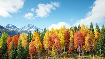Fototapeta premium Mountain forest showcasing autumn colors, Autumn forest, Seasonal beauty