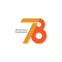 78, 78th Years Anniversary Logo, 78 birthday,  Vector Template Design element for birthday, invitation, wedding, jubilee and greeting card illustration