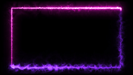 Bright neon fire red and purple effect rectangle frame Loop background. Glowing neon rectangles abstract background 