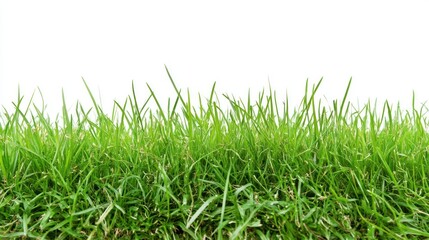 Fototapeta premium Lush Green Grass Blades Against a White Background