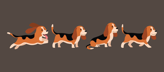 Basset Hound Vector Illustration in Various Styles