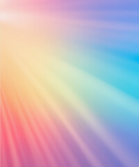Sky midday sunlight beams rainbow pastel gradient pale orange-pink purple-blue dramatic. Beautiful sunny day soft light clouds blur background.