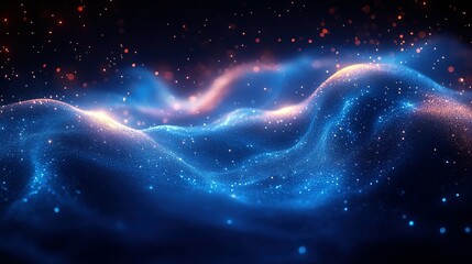 Fototapeta premium Abstract Blue and Orange Glowing Particles