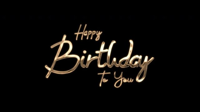 Happy Birthday Animation Text in Gold Color. 4K Footage. Good for birthday wishes, and easy to put into any video.