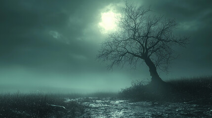 misty morning in the forest