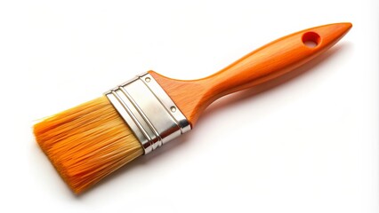 Orange paint brush on a white background , orange, paint brush, tool, white, background, artistic, creativity