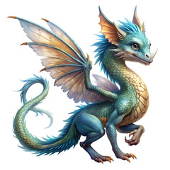 Fairytale dragon isolated on transparent background