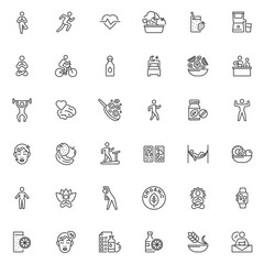 Fototapeta premium Healthy lifestyle line icons set