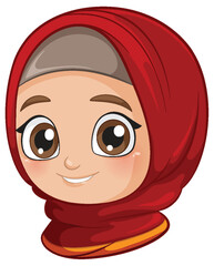 Smiling Girl in Red Hijab