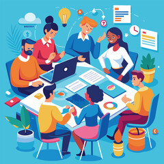 featuring a team illustration