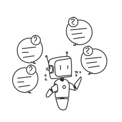 doodle drawn chat bot ai concept illustration on mobile phone, laptop or pc computer