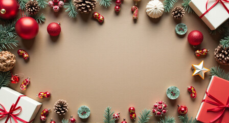 christmas frame with baubles