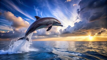 Wallpaper of a dolphin gracefully jumping in the water, dolphin, marine life, ocean, aquatic, jumping