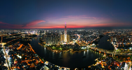Obraz premium Sunset in Ho Chi Minh City, Vietnam. Photo taken on 2nd September, 2024.
