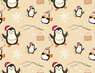 A charming seamless pattern featuring classic Christmas elements Perfect for holiday-themed designs, wrapping paper, textiles, and festive decorations. The pattern captures the joyful spirit of Christ