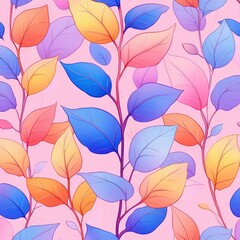 Obraz premium Colorful Watercolor Leaves Pattern