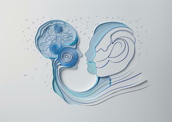 A drawing of a man and woman with blue lines. AI.