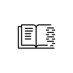 Loading book icon. A simple vector illustration of an open book with a loading or progress indicator. Ideal for use in e-learning platforms, online libraries, reading applications. Vector illustration