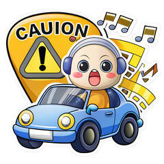 funny cartoon car sticker illustration 