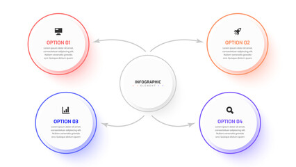 Presentation Business Infographic Design Elegant Professional Template with 4 Option Icons