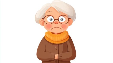 Obraz premium Discover the unique charm of a grandmother emoji, merging modern design with a touch of heartfelt emotion on a white backdrop.