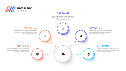 Fototapeta premium Infographic Design Presentation Business Infographic Template Thin Line with 5 Option and Icon