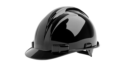 Fototapeta premium A sleek black hard hat designed for safety on construction sites, showcasing durability and modern design for workers.