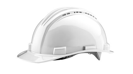 Fototapeta premium A sleek white hard hat designed for safety, ideal for construction, engineering, and industrial work environments.