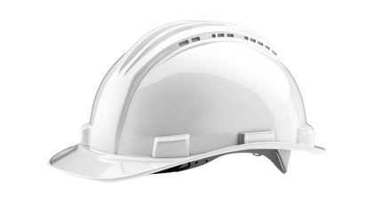 A sleek white hard hat designed for safety, ideal for construction, engineering, and industrial work environments.