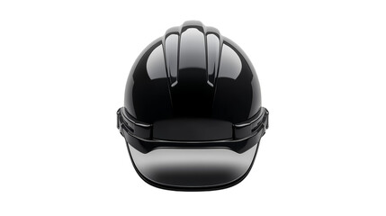 Fototapeta premium A sleek black construction helmet on a white background, symbolizing safety and professionalism in the workplace.