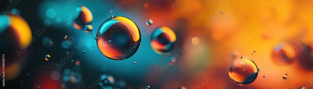 Aufkleber Abstract Colorful Bubbles Floating in a Liquid Medium