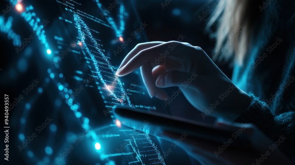 Poster A Finger Interacting with a Digital Interface of Code and Data