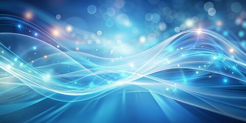 Abstract Blue Wave with Glowing Lights, Abstract , Digital Art, Background