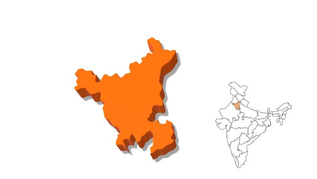 India Map Showing Haryana State in Detail