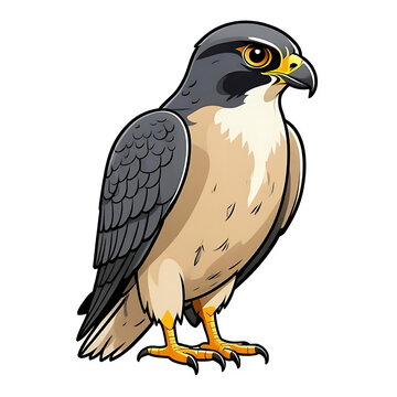 recommend clip art: Illustration of a peregrine falcon bird, wild bird cartoon clip art design element